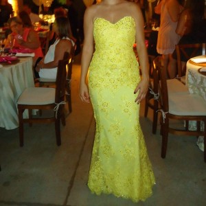 Vestido amarelo frente corpo Vestido amarelo frente corpo