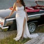 full body front of dress with car