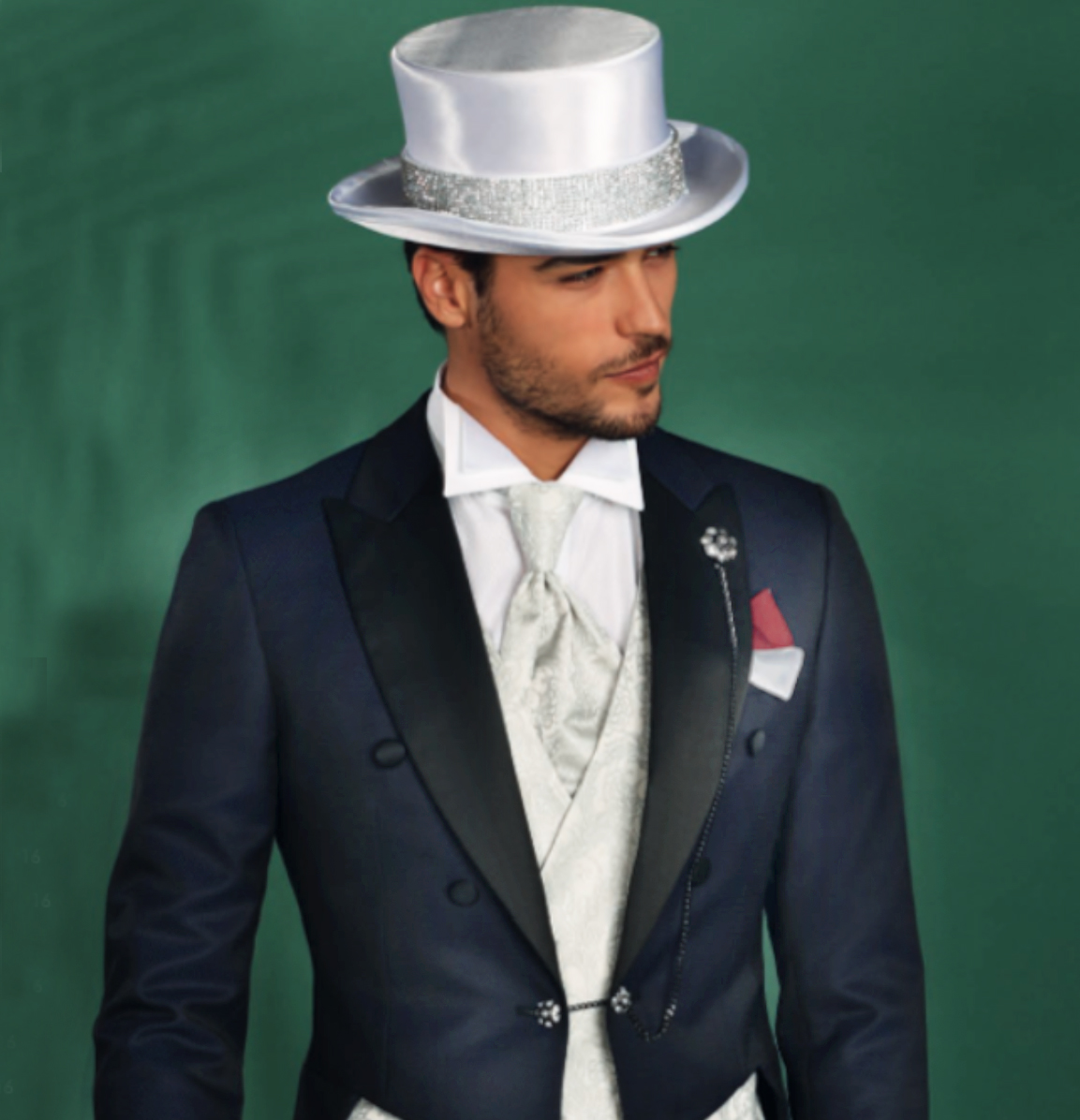 Vestito Con Cilindro Abito Sposo Cilindro Bastone Frac Gotico Nero